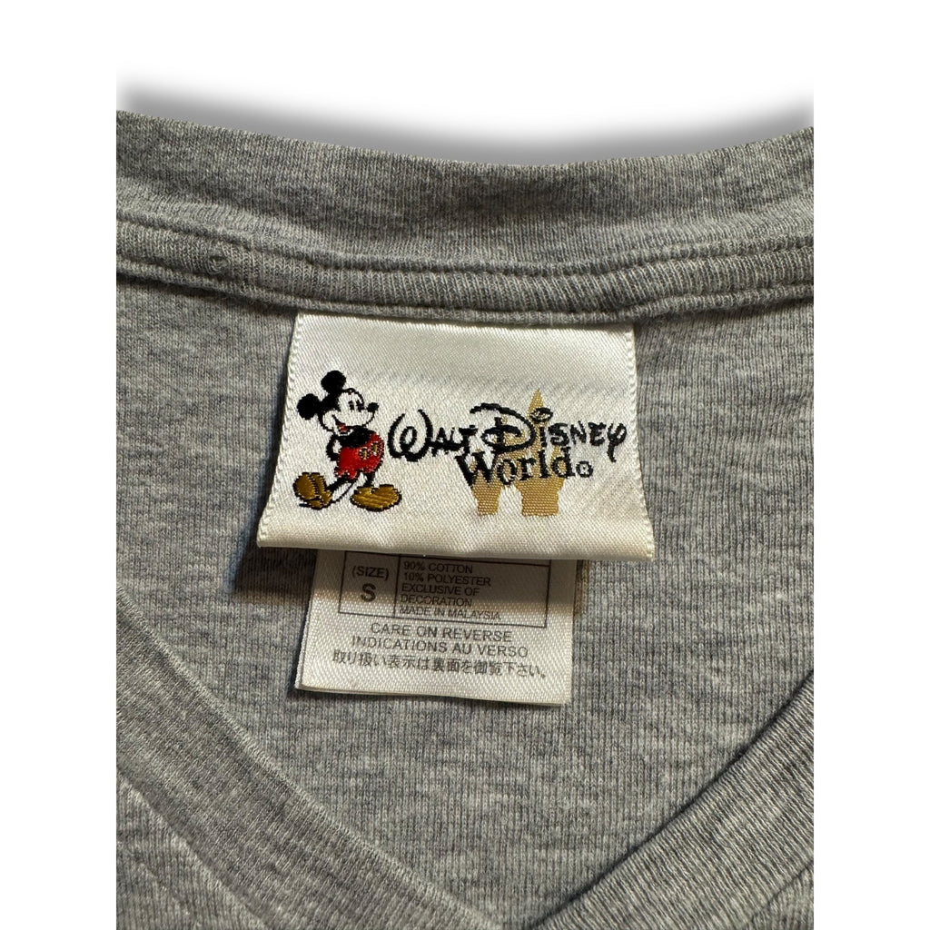 Disney Sorcerer Mickey Embroidered V-Neck Tee Gray Women’s Small