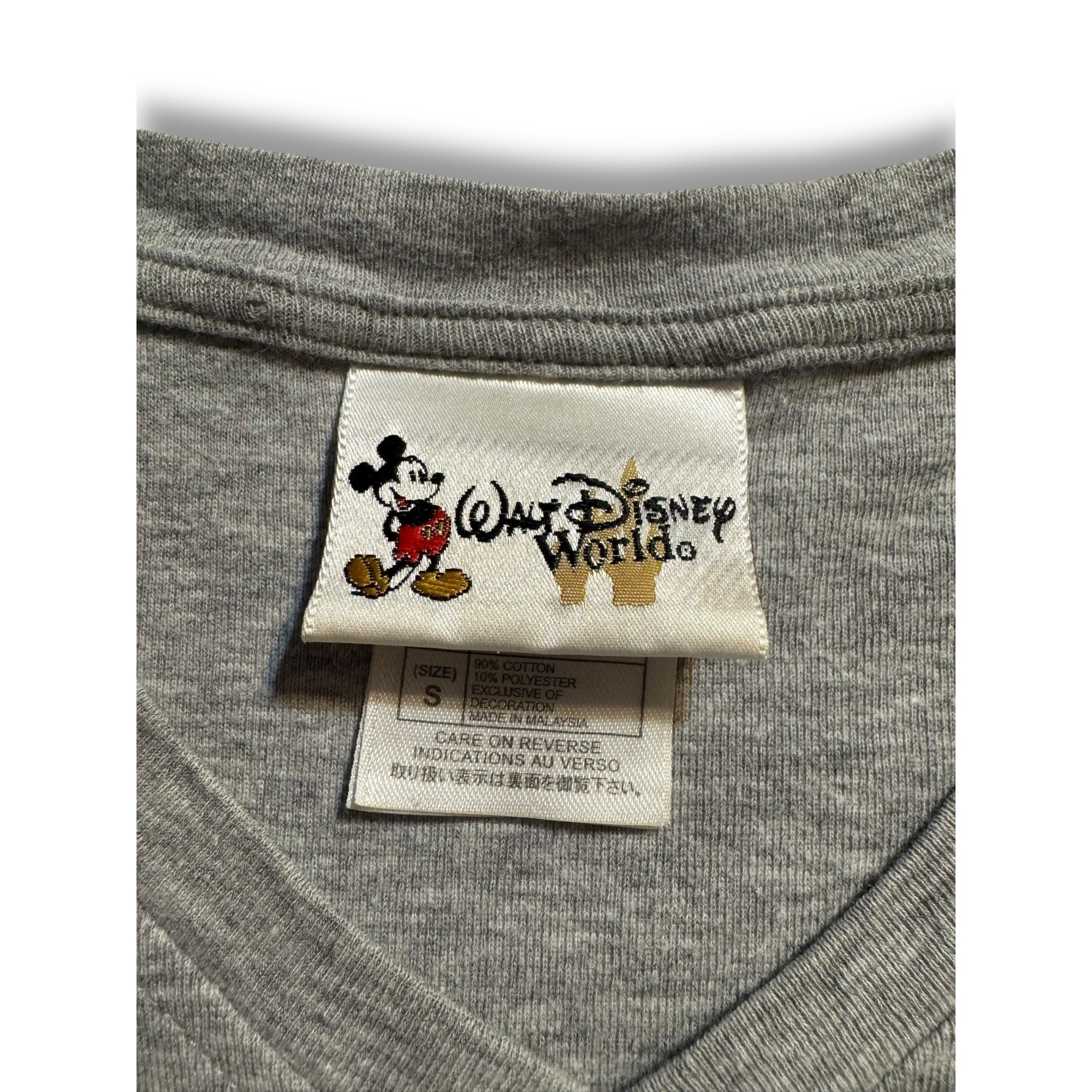 Disney Sorcerer Mickey Embroidered V-Neck Tee Gray Women’s Small