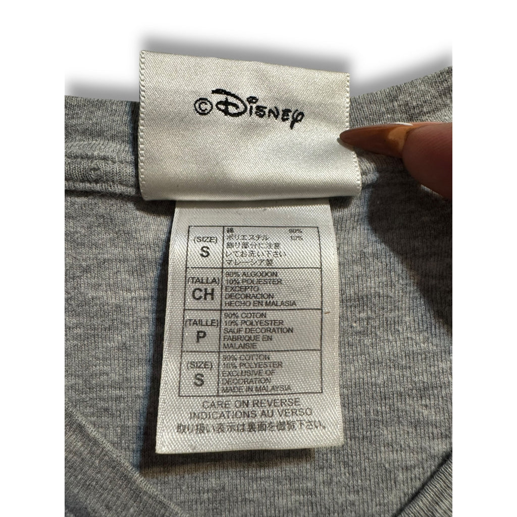Disney Sorcerer Mickey Embroidered V-Neck Tee Gray Women’s Small
