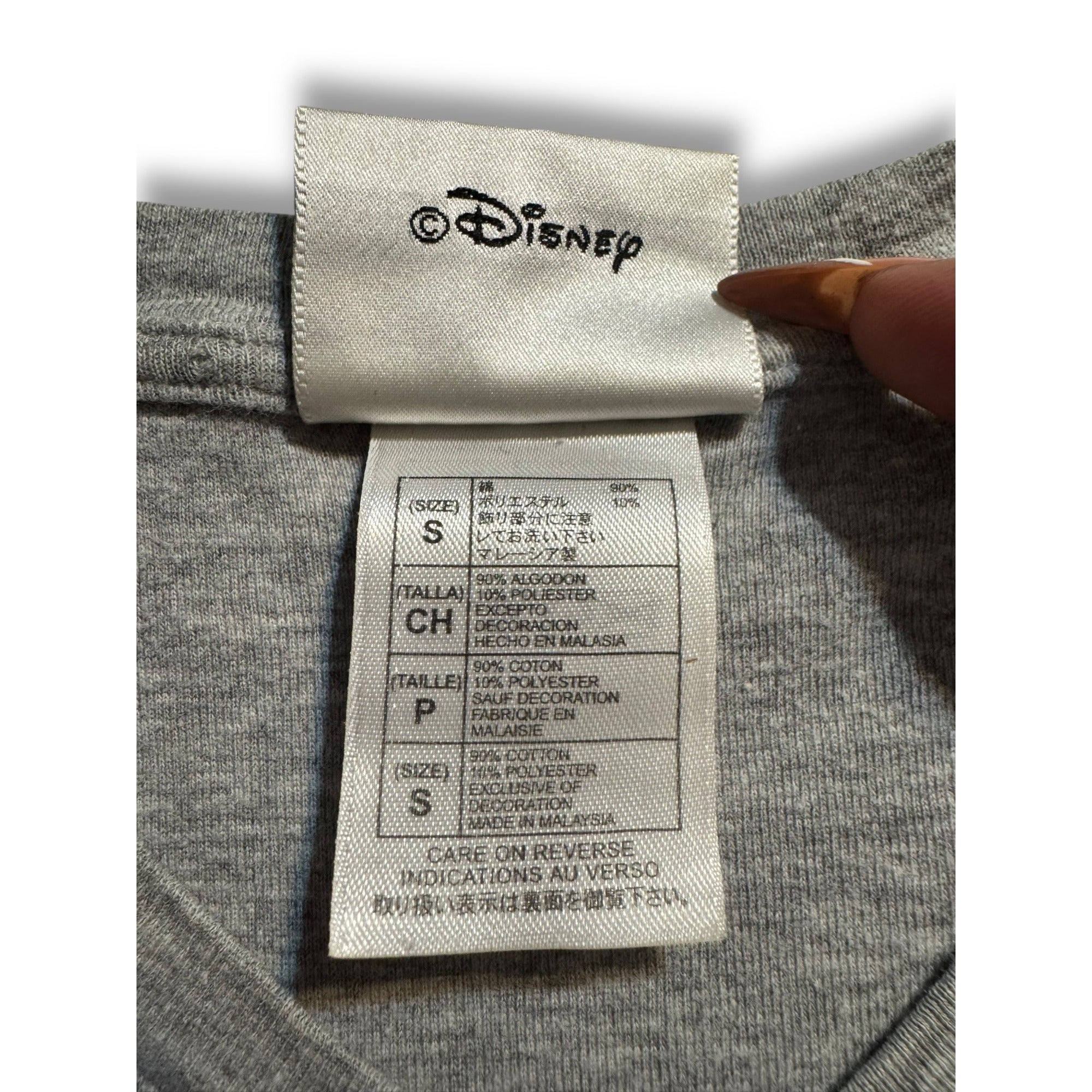 Disney Sorcerer Mickey Embroidered V-Neck Tee Gray Women’s Small