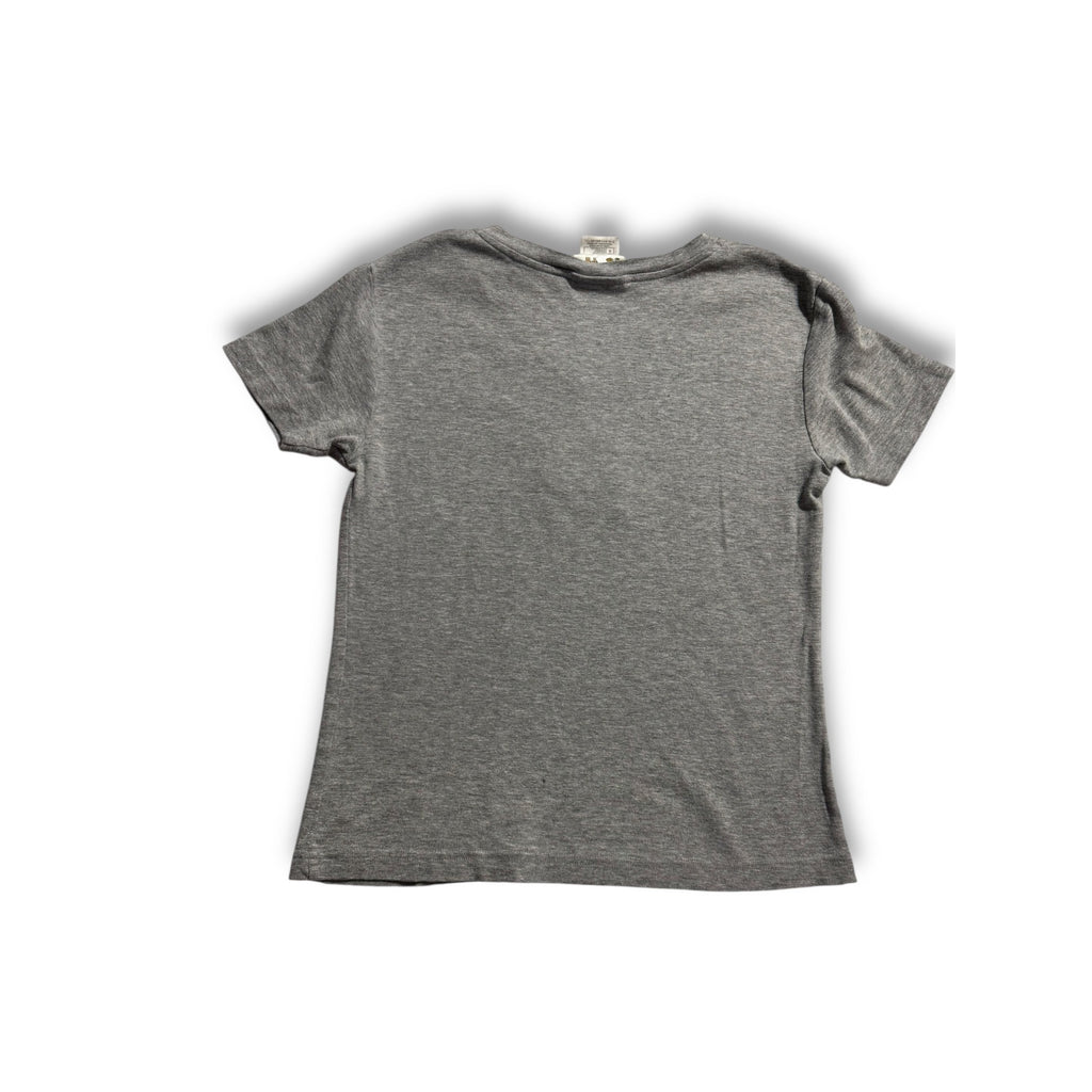 Disney Sorcerer Mickey Embroidered V-Neck Tee Gray Women’s Small