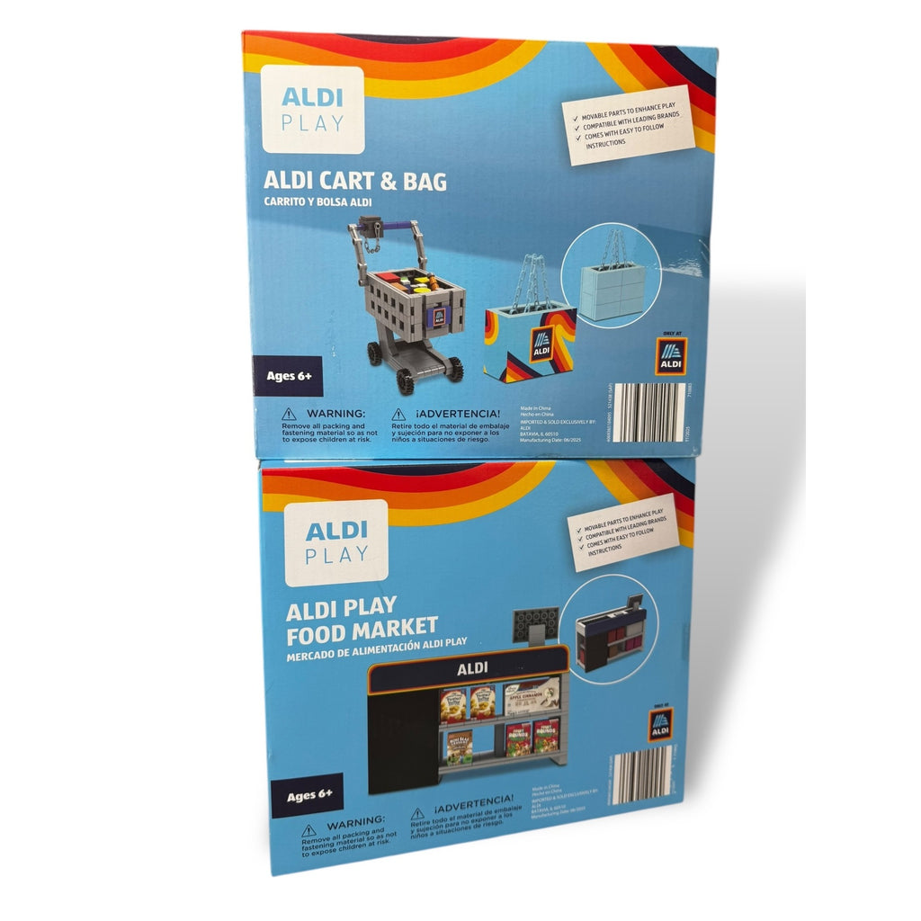 ALDI Play Food Market & Cart Bag Set Building Blocks 745 Total Pieces Ages 6+