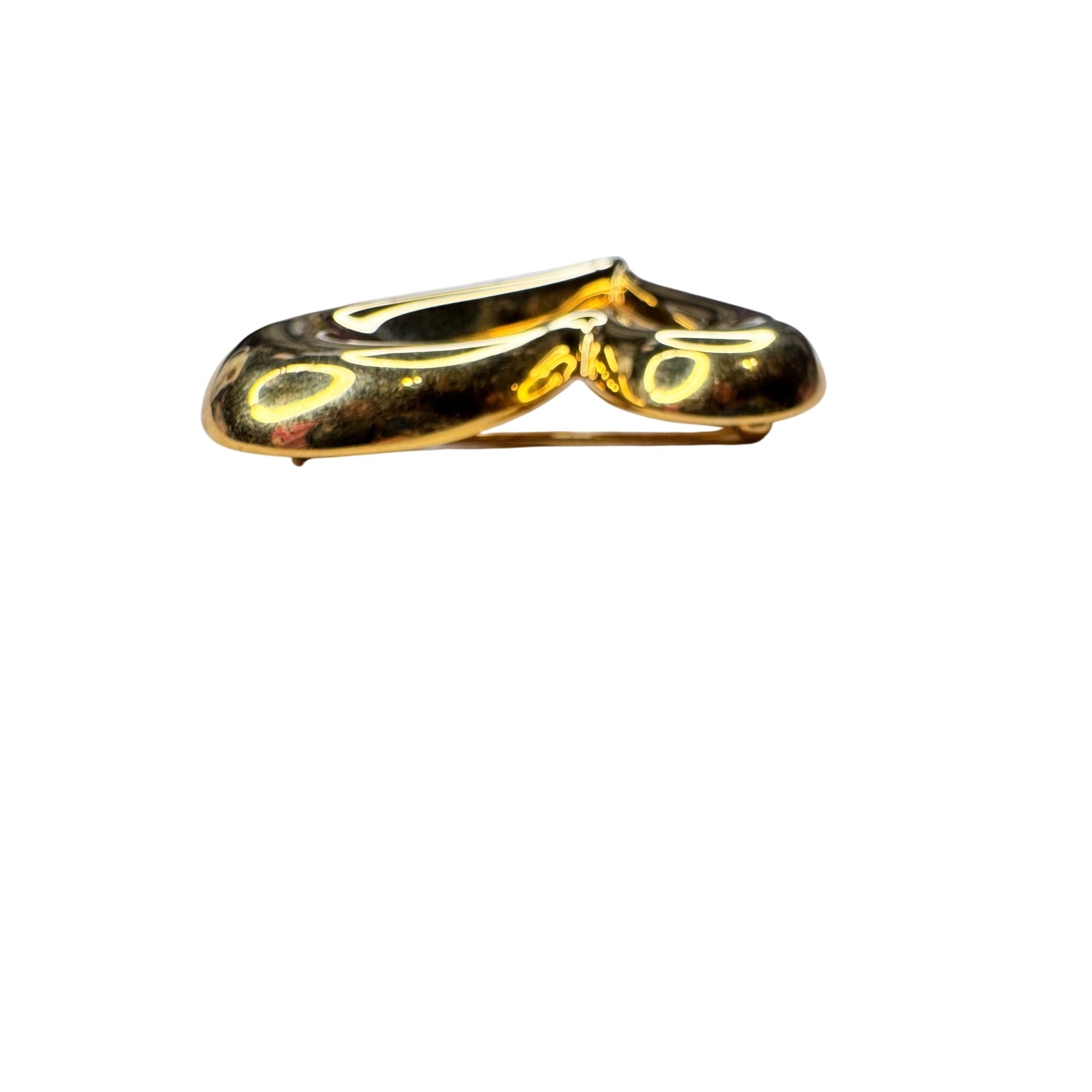Unsigned Heart Brooch Gold Tone Open Heart Modernist 1980s Vintage
