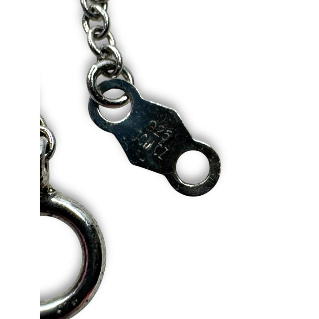 JCM Sterling Silver 925 CZ Station Chain Bracelet 7"
