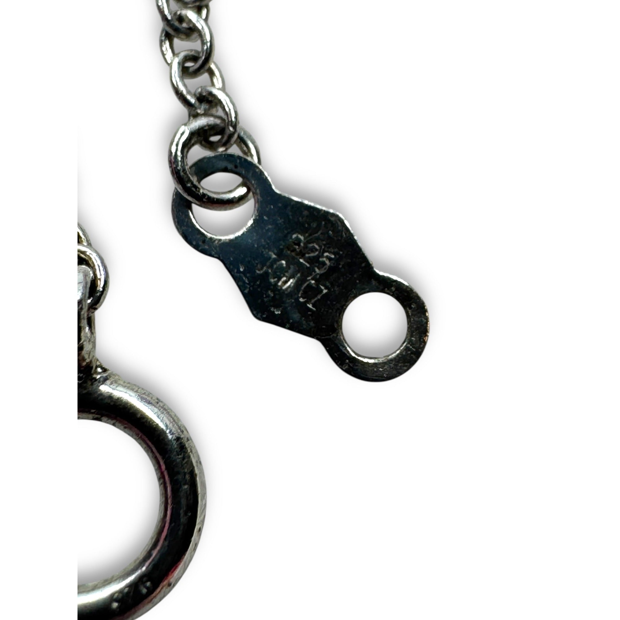 JCM Sterling Silver 925 CZ Station Chain Bracelet 7"