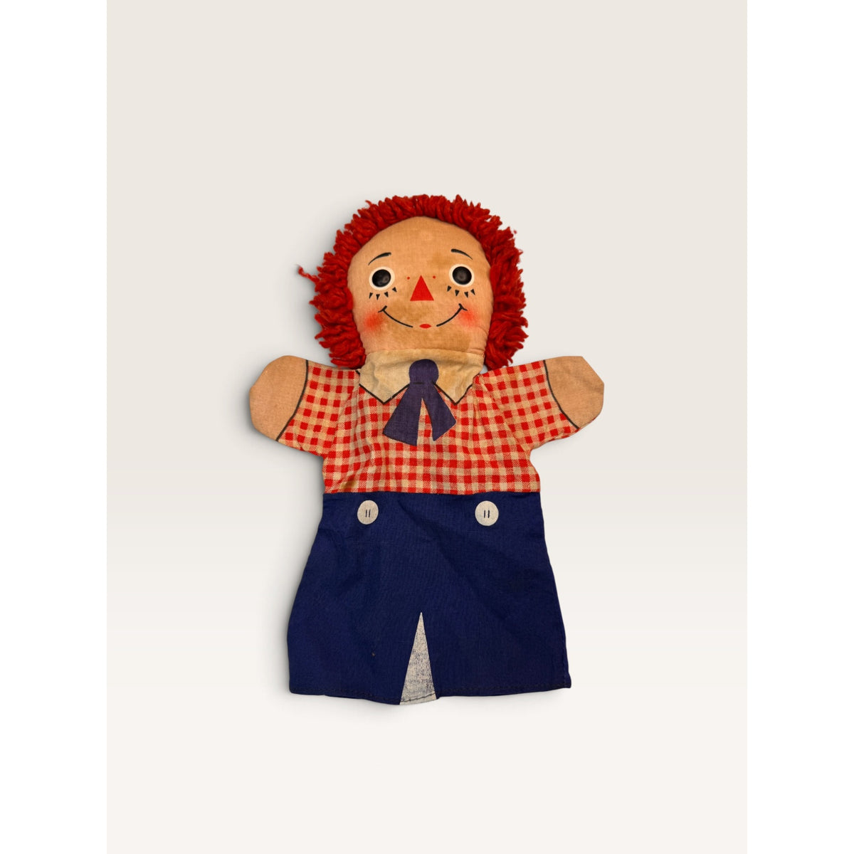 Vintage Raggedy Andy Hand Puppet Knickerbocker Bobbs Merrill Cloth Toy 1970s 10"