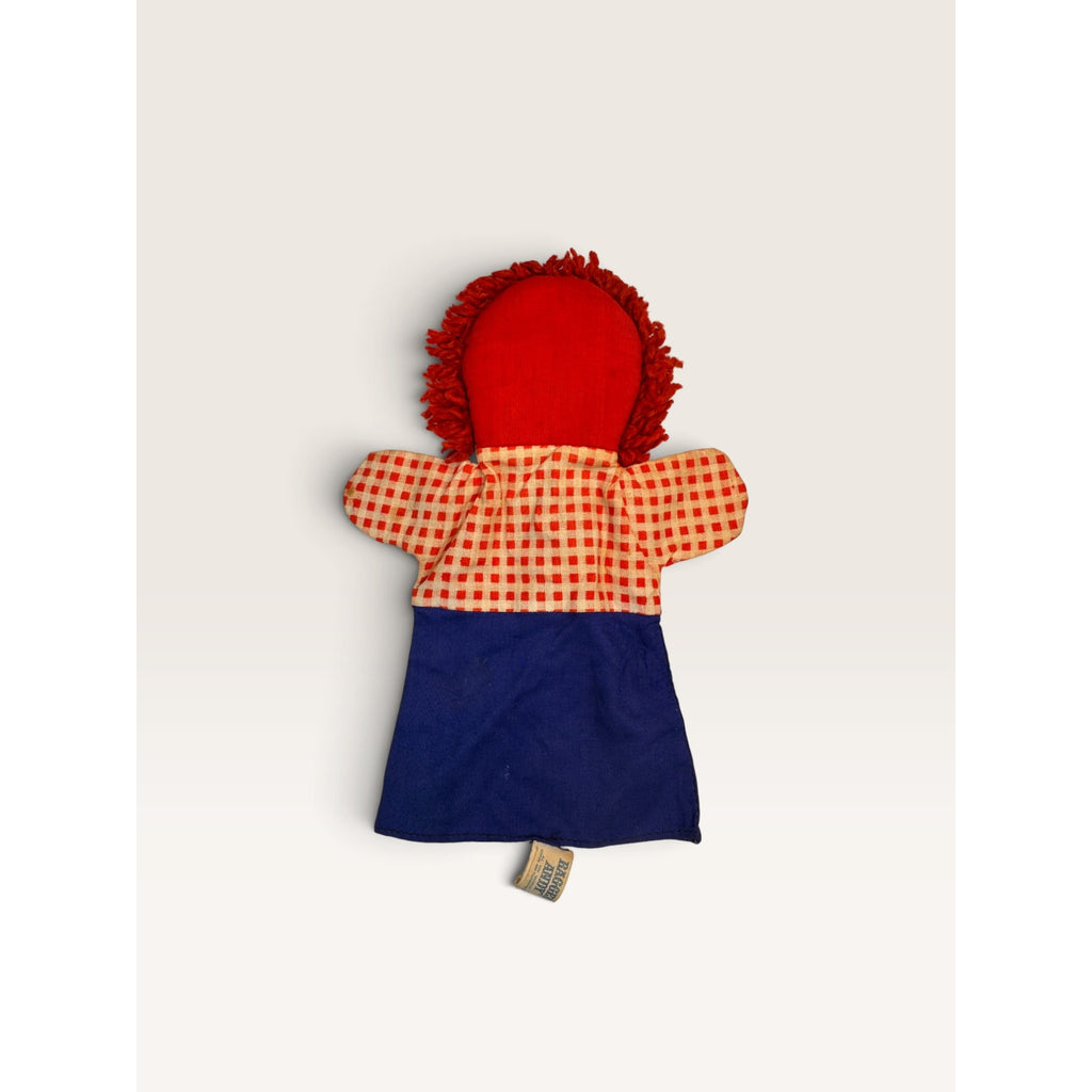 Vintage Raggedy Andy Hand Puppet Knickerbocker Bobbs Merrill Cloth Toy 1970s 10"