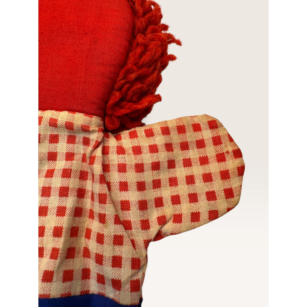 Vintage Raggedy Andy Hand Puppet Knickerbocker Bobbs Merrill Cloth Toy 1970s 10"