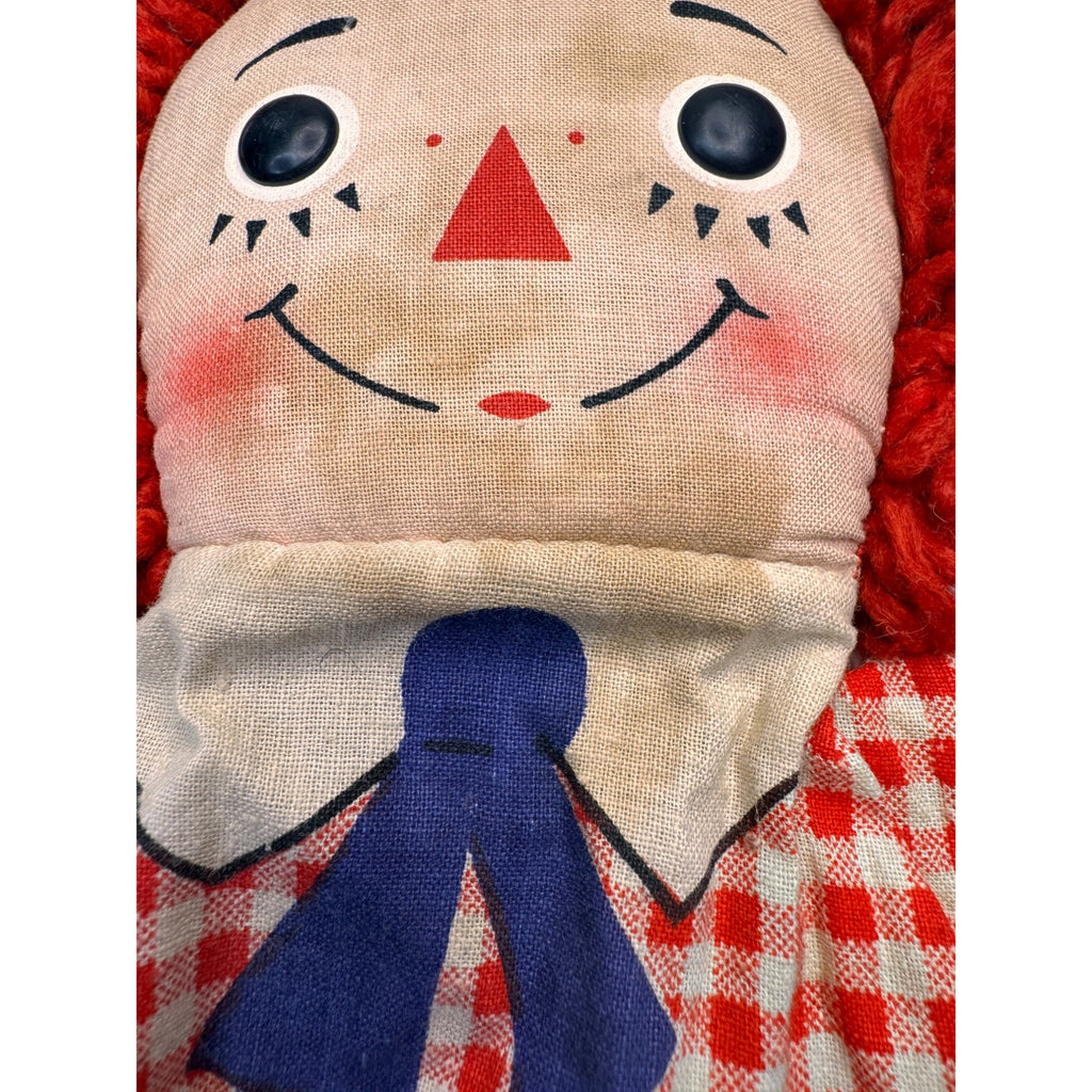 Vintage Raggedy Andy Hand Puppet Knickerbocker Bobbs Merrill Cloth Toy 1970s 10"