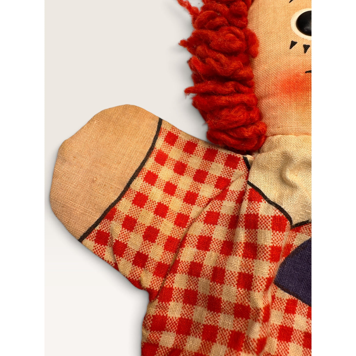 Vintage Raggedy Andy Hand Puppet Knickerbocker Bobbs Merrill Cloth Toy 1970s 10"