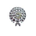 Unknown Floral Brooch Silver Tone Pot Metal Clear Crystal 1940s Vintage