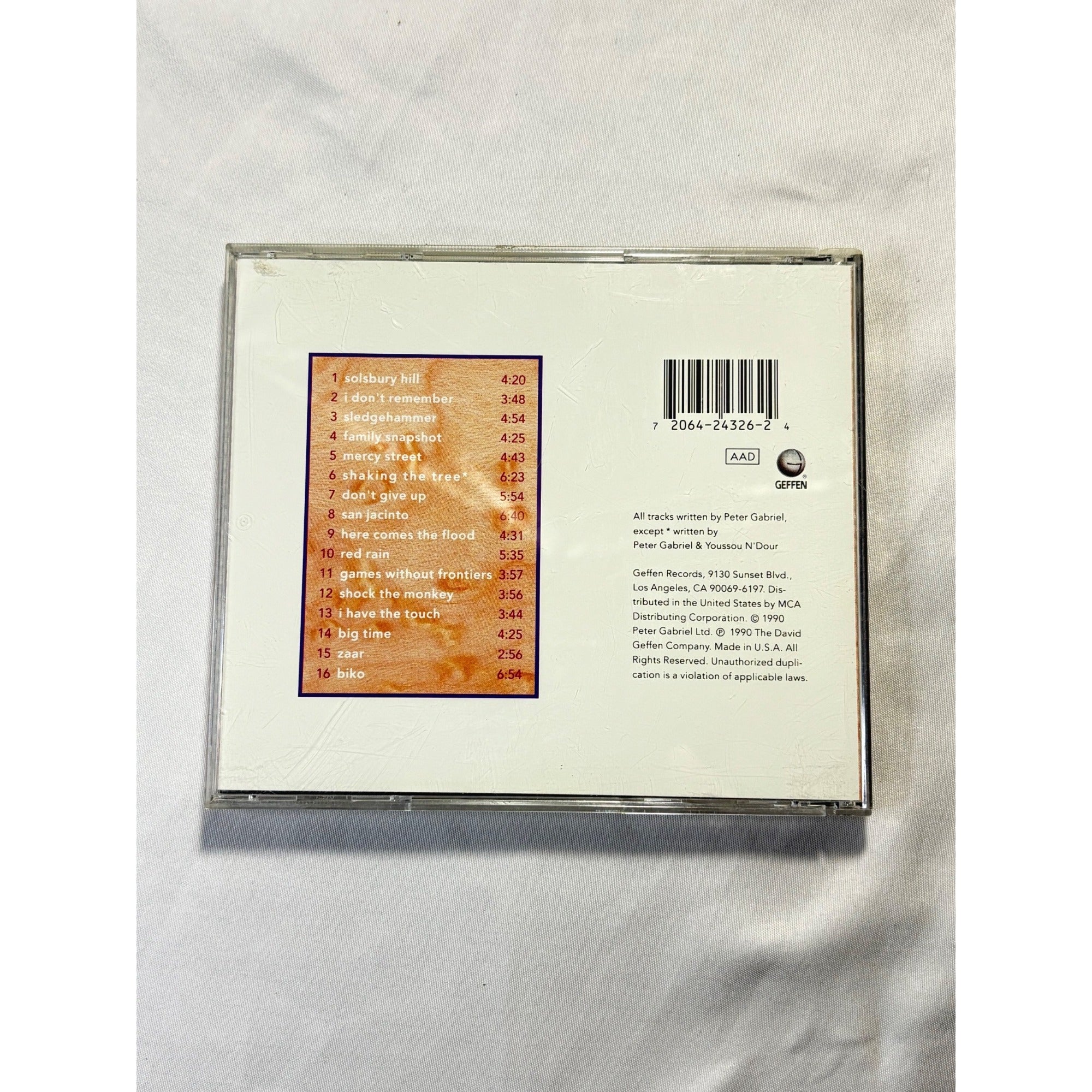 Peter Gabriel Shaking The Tree 16 Golden Greats 1990 CD Geffen Pop Rock