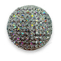 Vintage Silver Tone Aurora Borealis Crystal Round Brooch 2.25"
