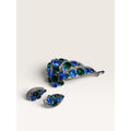 Blue Green Rhinestone Mesh Wrap Leaf Plume Brooch Clip On Earrings Set Vintage