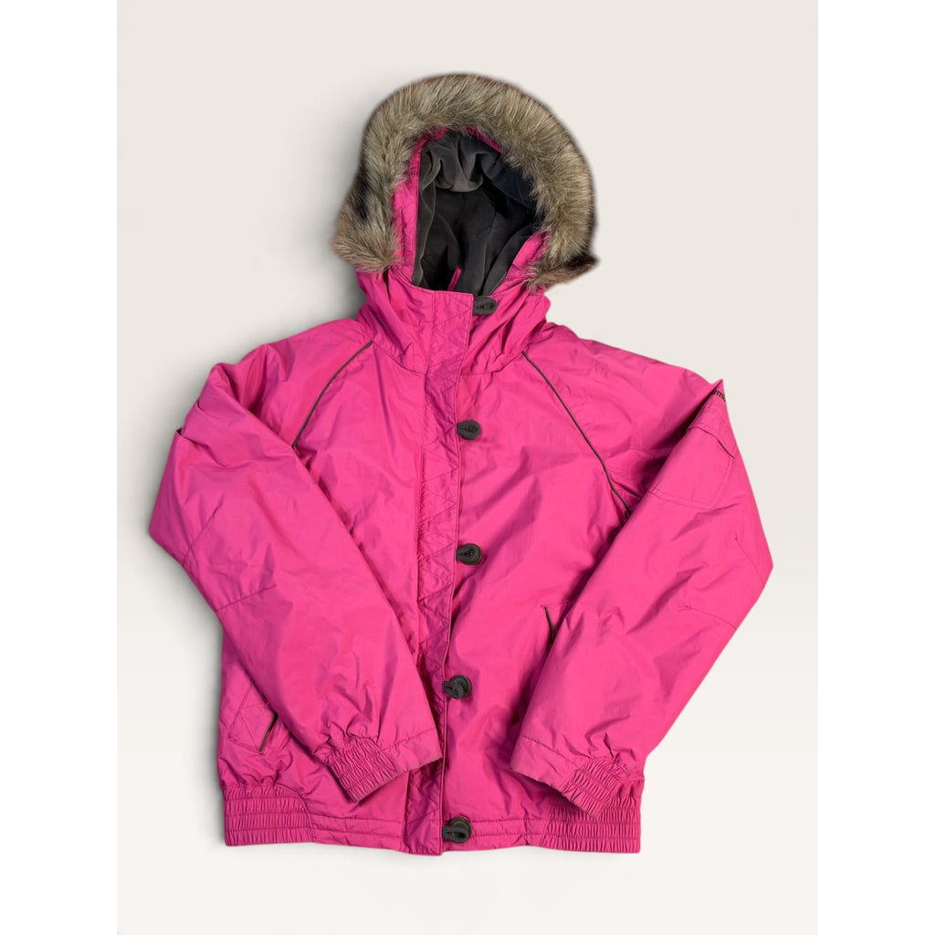 Columbia Women's M Jacket Pink Faux Fur Hood Waterproof Insulated Winter Coat