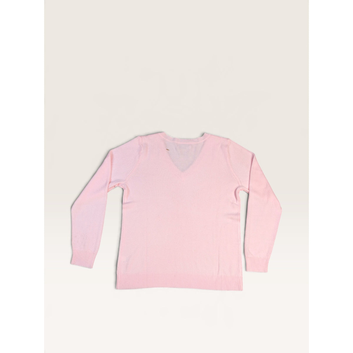 Croft & Barrow Women's Petite M V-Neck Sweater Light Pink Long Sleeve Acrylic