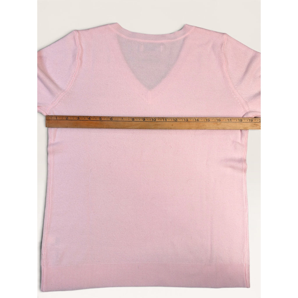 Croft & Barrow Women's Petite M V-Neck Sweater Light Pink Long Sleeve Acrylic