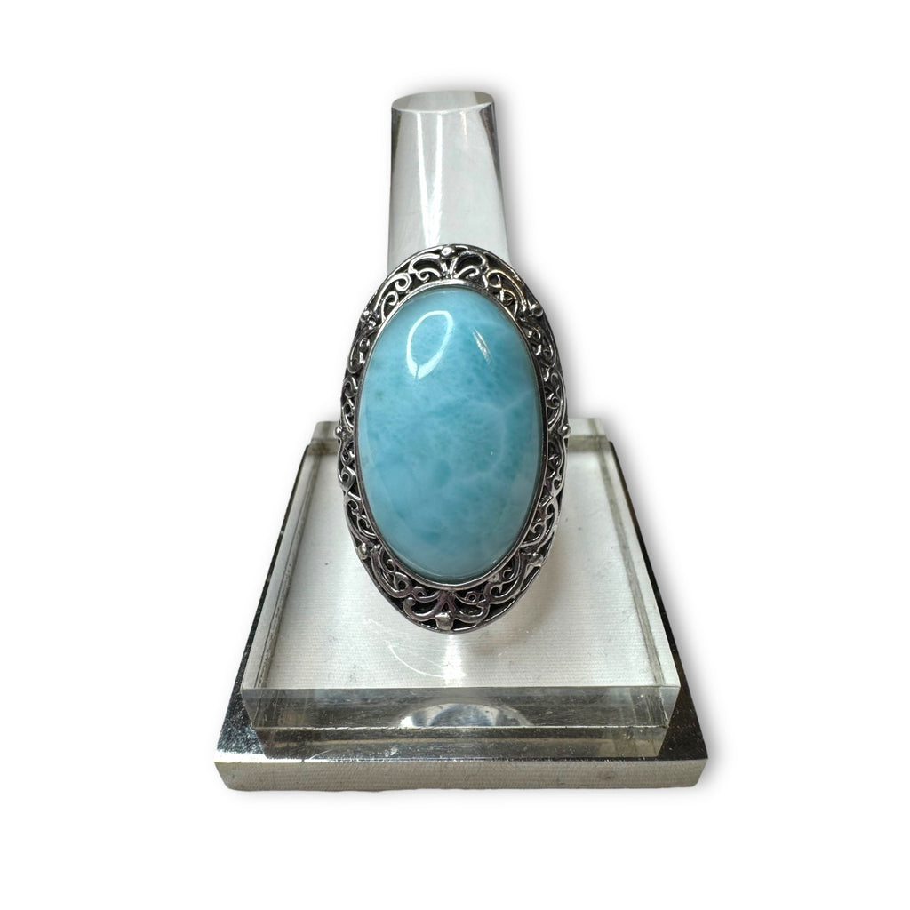 CFJ Sterling Silver Ring Oval Larimar size 7