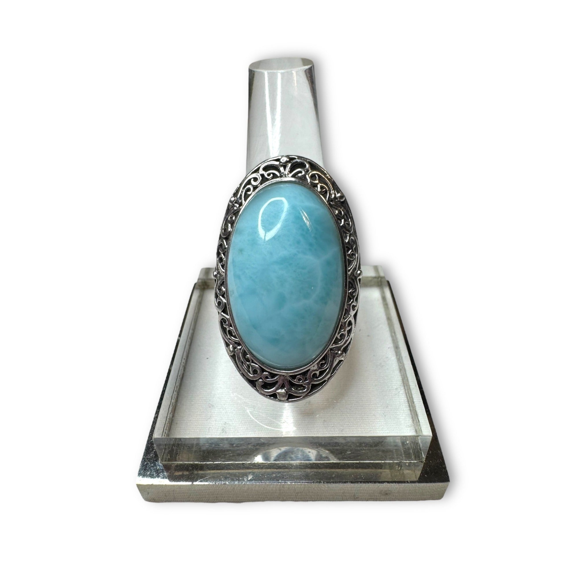 CFJ Sterling Silver Ring Oval Larimar size 7