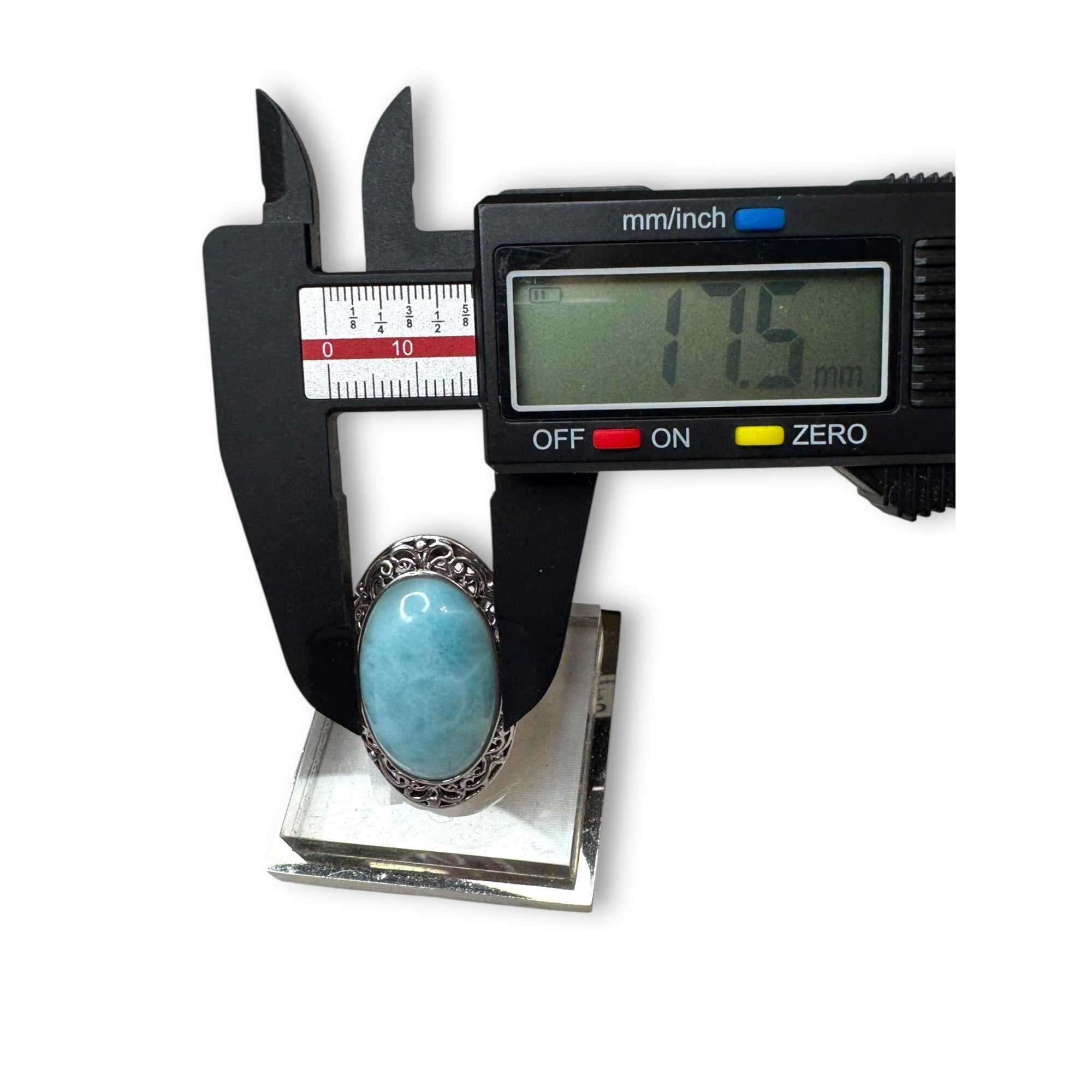 CFJ Sterling Silver Ring Oval Larimar size 7