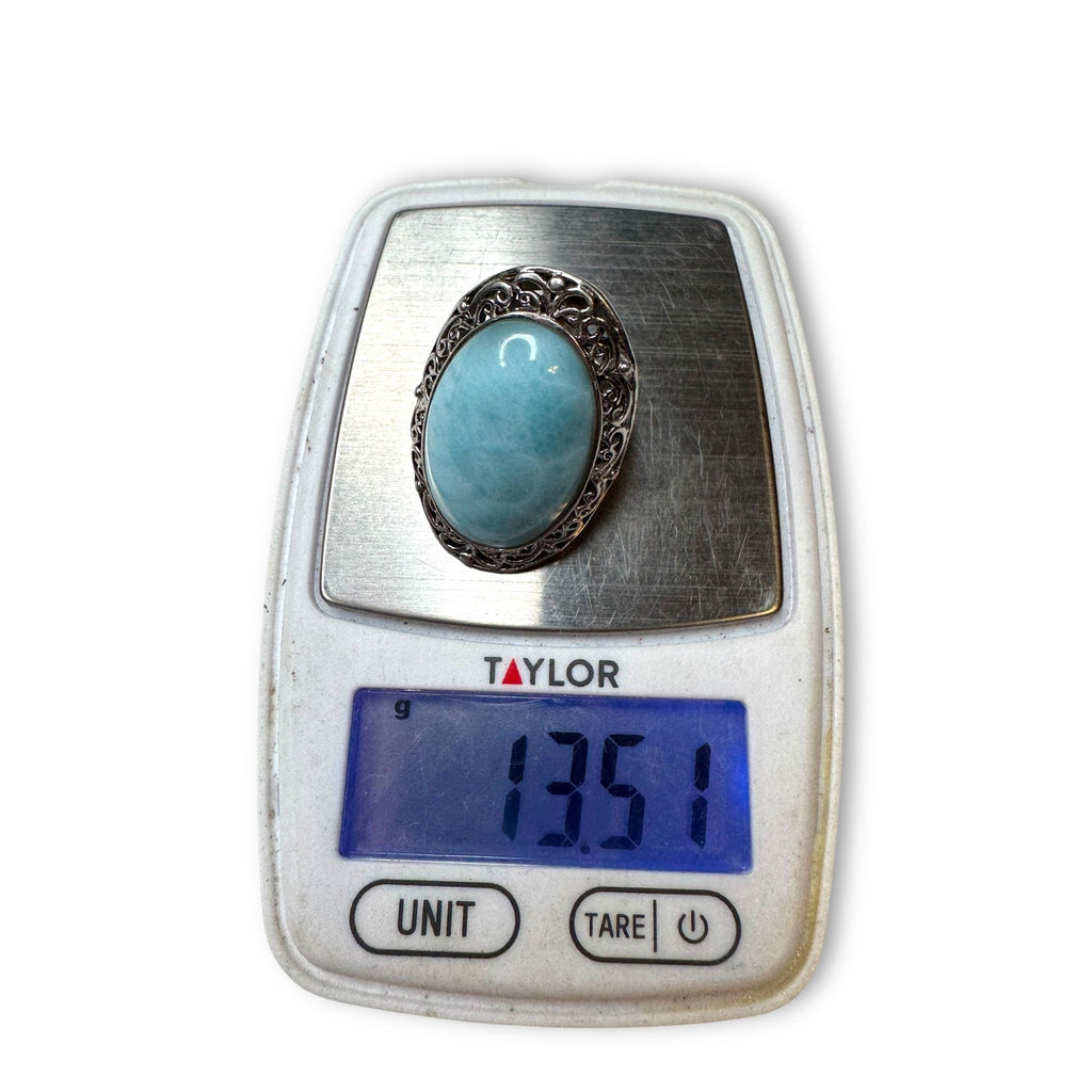 CFJ Sterling Silver Ring Oval Larimar size 7