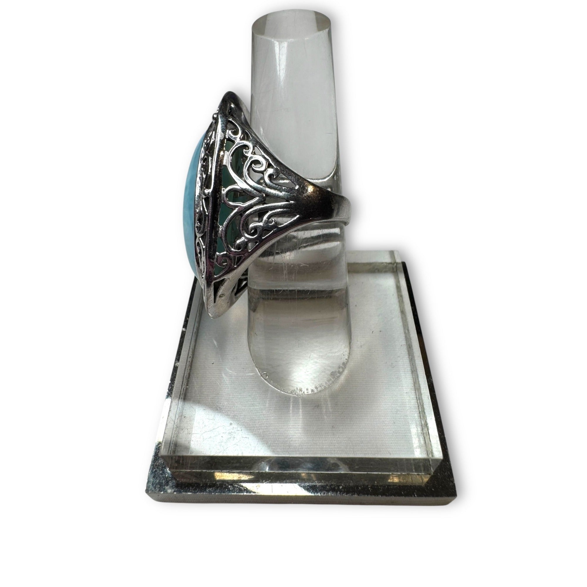 CFJ Sterling Silver Ring Oval Larimar size 7