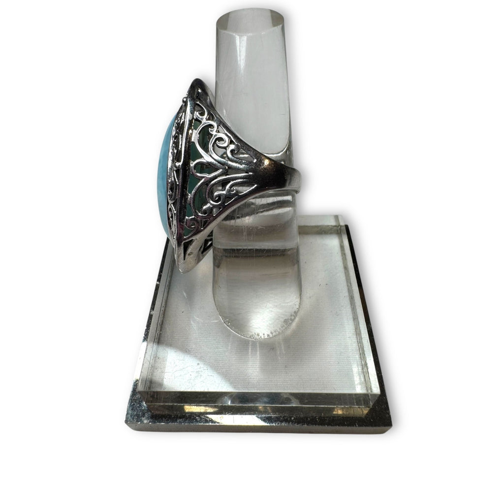 CFJ Sterling Silver Ring Oval Larimar size 7