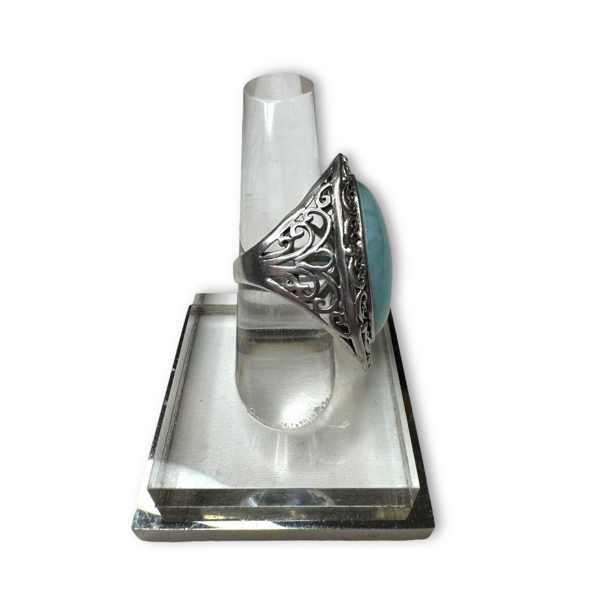 CFJ Sterling Silver Ring Oval Larimar size 7