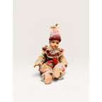 Vintage Porcelain Clown Doll Floral Costume 10.5 Inch