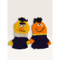 Vintage Sesame Street Bert and Ernie Hand Puppets Crochet Knit Mitts Taiwan Pair
