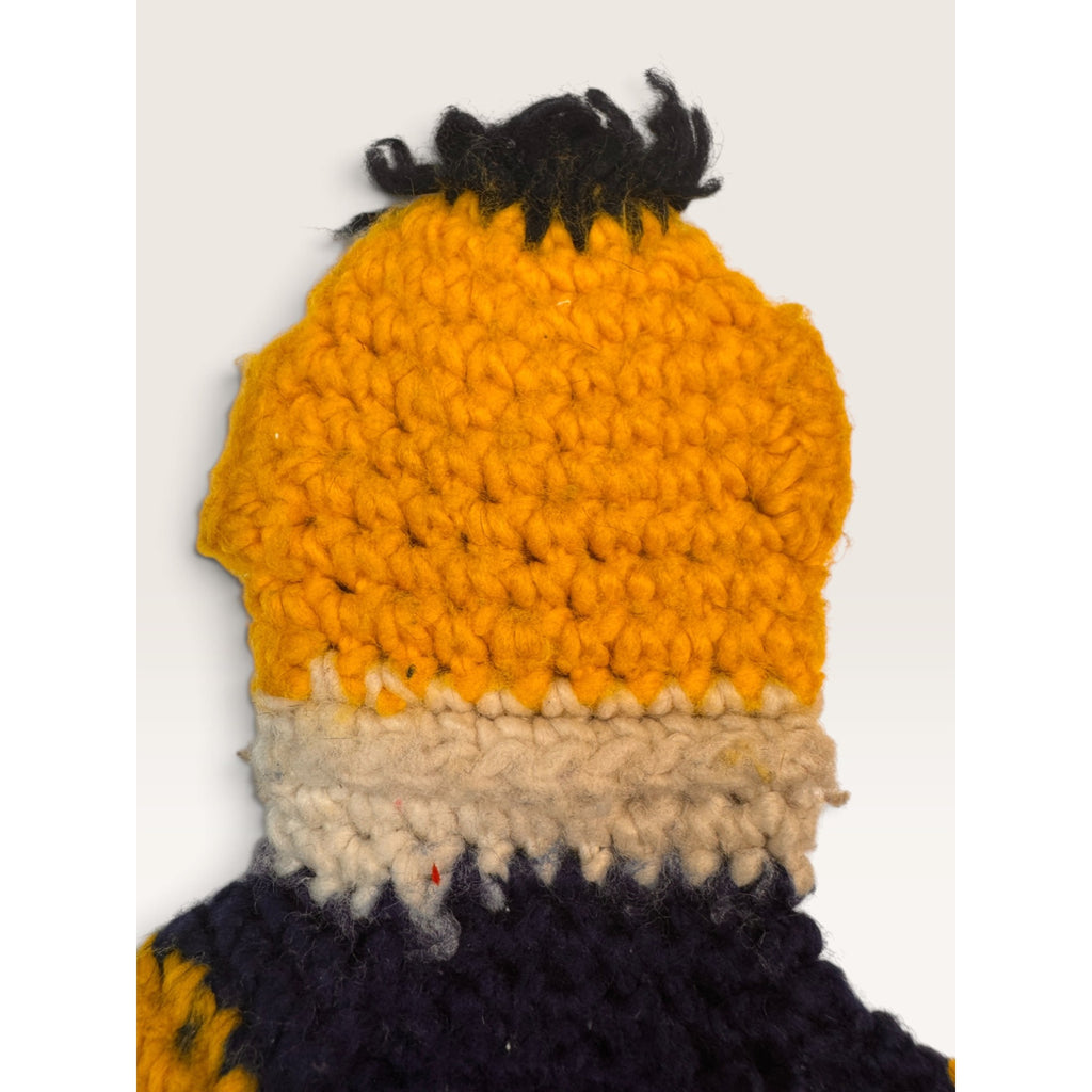 Vintage Sesame Street Bert and Ernie Hand Puppets Crochet Knit Mitts Taiwan Pair