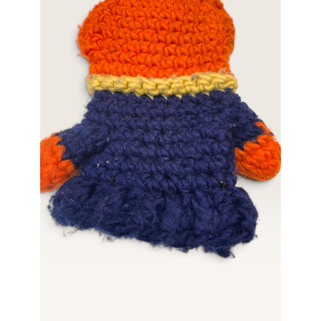 Vintage Sesame Street Bert and Ernie Hand Puppets Crochet Knit Mitts Taiwan Pair