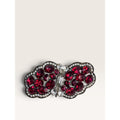 Vintage 1950s Red Rhinestone Openwork Butterfly Brooch Pin Pendant Mixed Metal