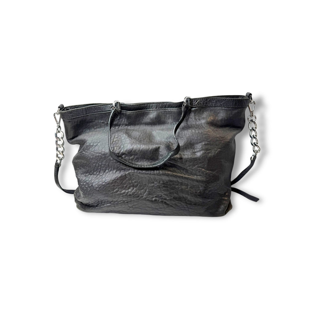 Michael Kors Black Leather Shoulder Tote Handbag
