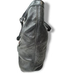Michael Kors Black Leather Shoulder Tote Handbag