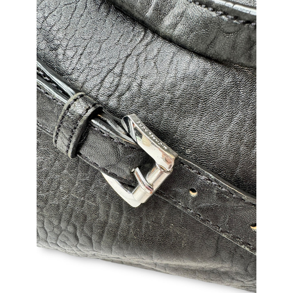Michael Kors Black Leather Shoulder Tote Handbag