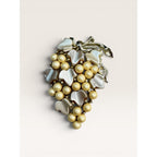 ChaRel 1950s Faux Pearl & Mother of Pearl Lucite Grape Brooch Gold Tone Vintage