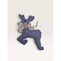 Reindeer Plush Ornament Slate Blue Calico Floral Pattern Handmade 1990s