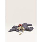 Reindeer Plush Ornament Slate Blue Calico Floral Pattern Handmade 1990s
