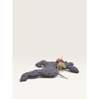 Reindeer Plush Ornament Slate Blue Calico Floral Pattern Handmade 1990s