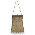 Whiting & Davis Mesh Chain Maille Yellow Painted Hand Bag Antique Art Deco
