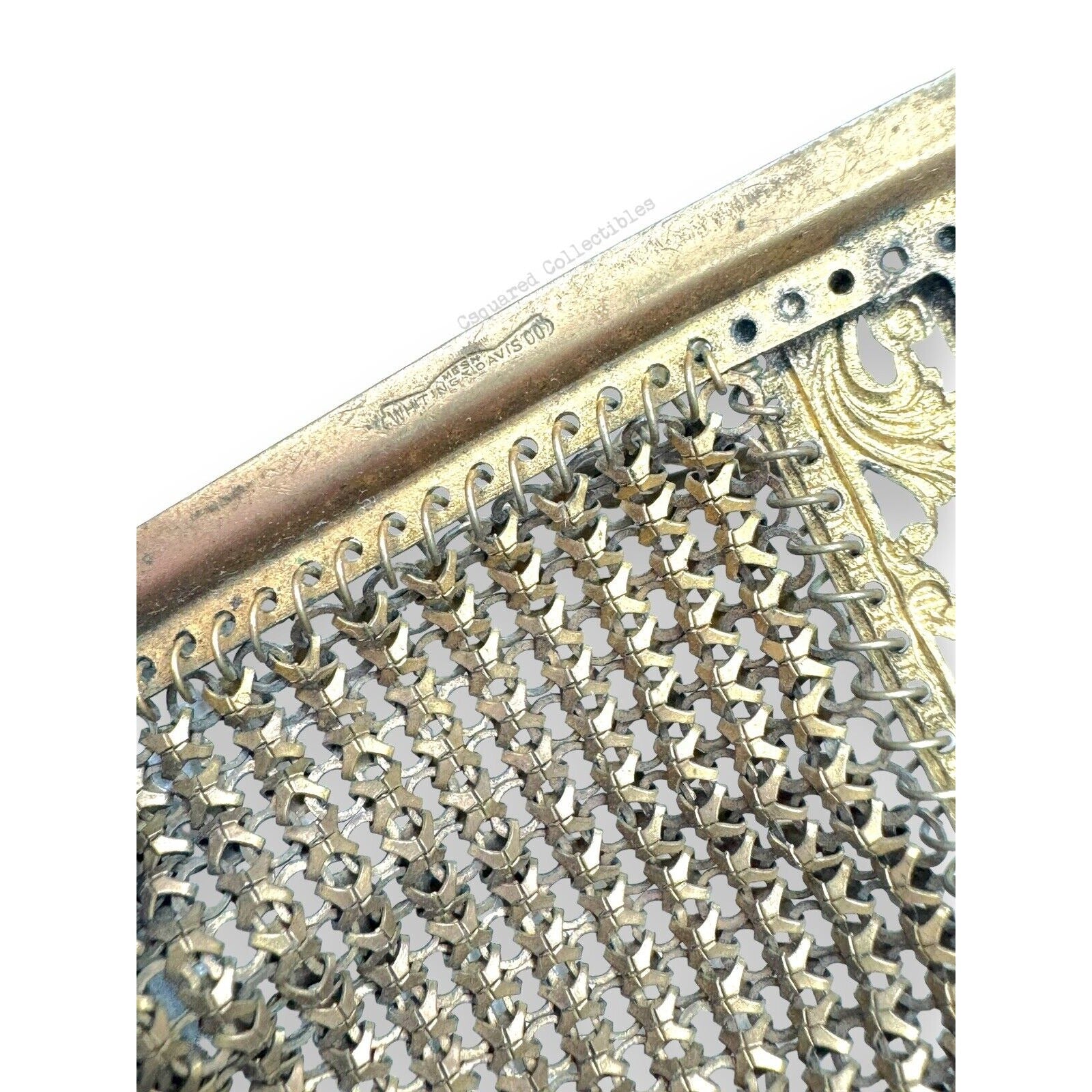 Whiting & Davis Mesh Chain Maille Yellow Painted Hand Bag Antique Art Deco