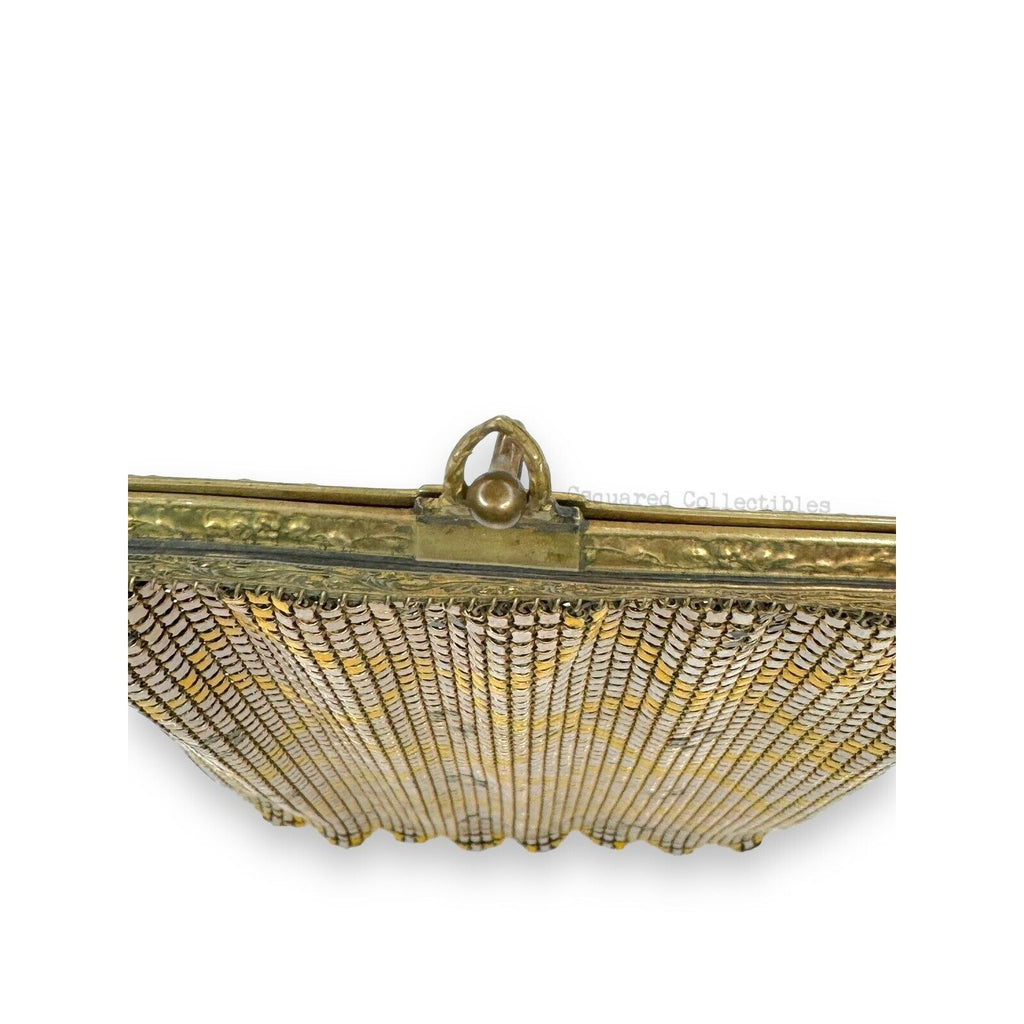 Whiting & Davis Mesh Chain Maille Yellow Painted Hand Bag Antique Art Deco