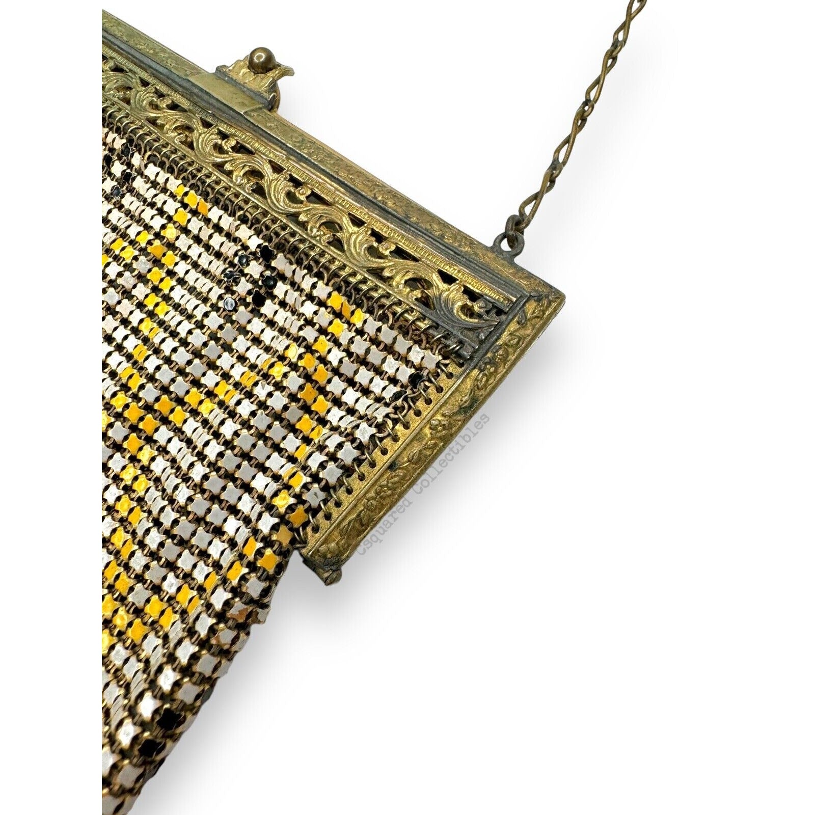 Whiting & Davis Mesh Chain Maille Yellow Painted Hand Bag Antique Art Deco