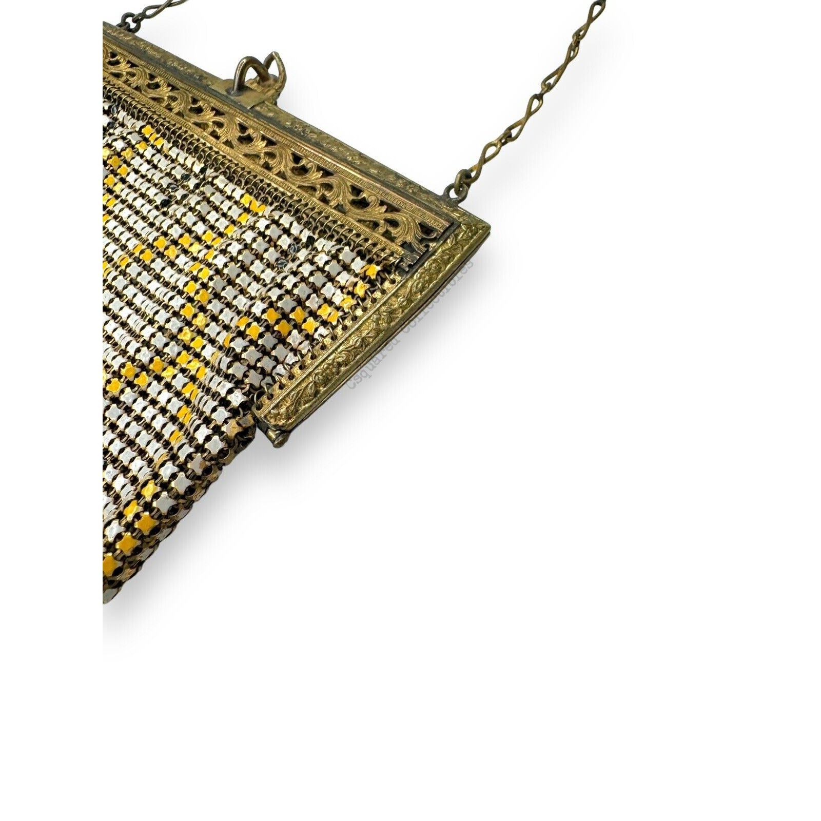 Whiting & Davis Mesh Chain Maille Yellow Painted Hand Bag Antique Art Deco