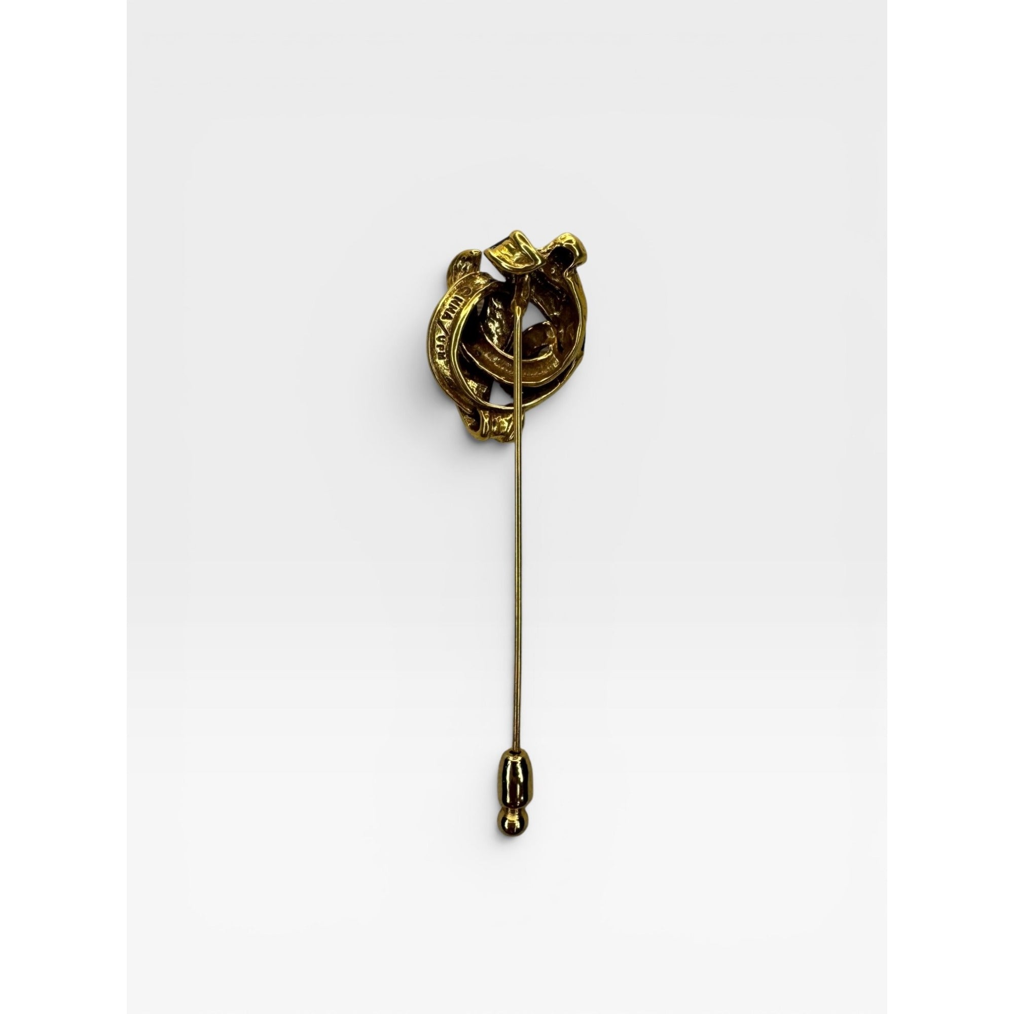 MMA Metropolitan Museum of Art 24K Gold Plated Enamel Crystal Stick Pin Vintage