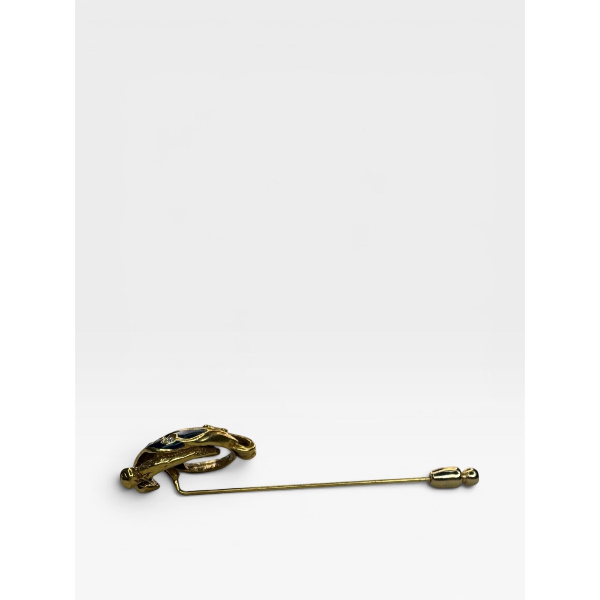 MMA Metropolitan Museum of Art 24K Gold Plated Enamel Crystal Stick Pin Vintage