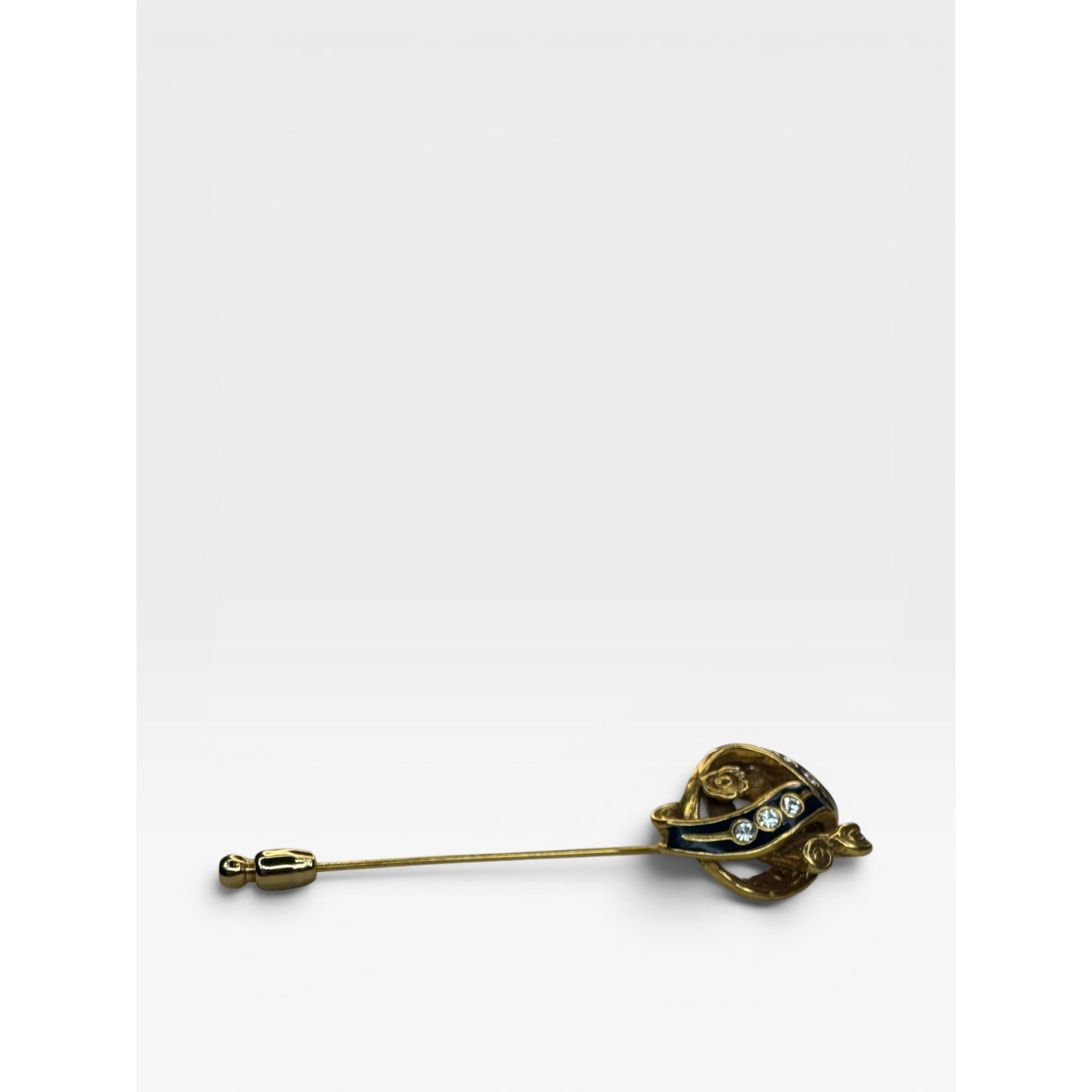 MMA Metropolitan Museum of Art 24K Gold Plated Enamel Crystal Stick Pin Vintage