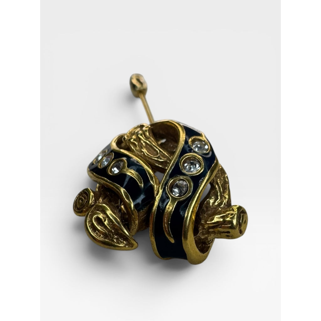 MMA Metropolitan Museum of Art 24K Gold Plated Enamel Crystal Stick Pin Vintage