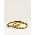 22K Gold Indian Bangle Bracelets Pair Hand Chased KDM Size 7.5 Vintage